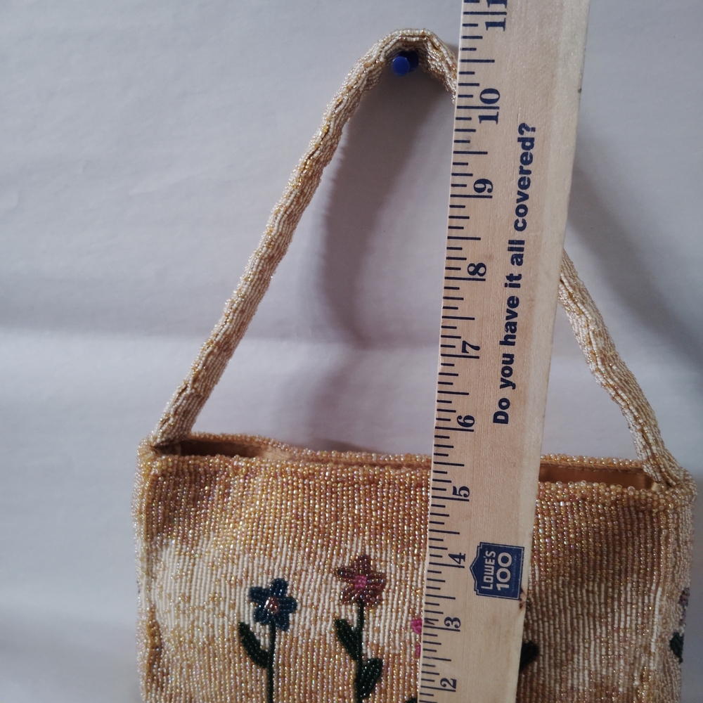Vanessa Beaded Floral Shoulder Bag - Gold and Multicolor - Picture 10 of 14